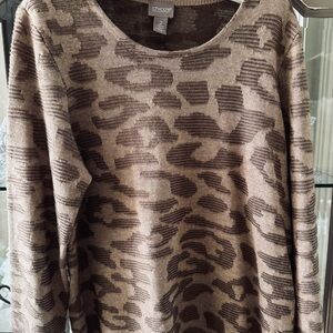 Chico's Tan and Brown Abstract Women's Sweater